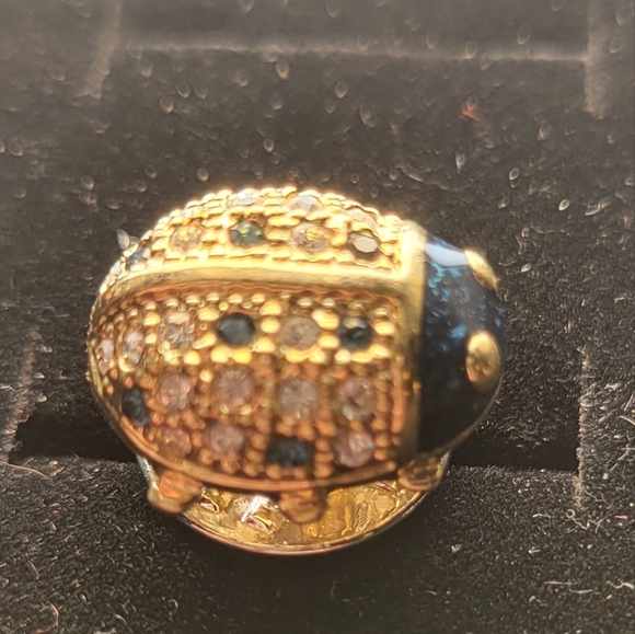 Vintage Lady Bug Gold Tack Pin Rhinestone - Picture 3 of 4